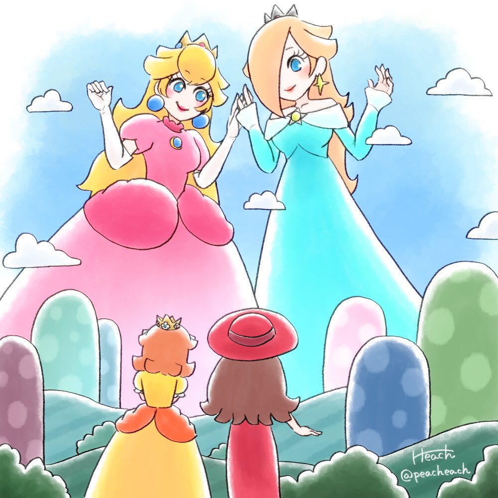 ひーち お題箱より 巨大ピーチと巨大ロゼッタ ピーチ姫 ロゼッタ Princesspeach Rosalina