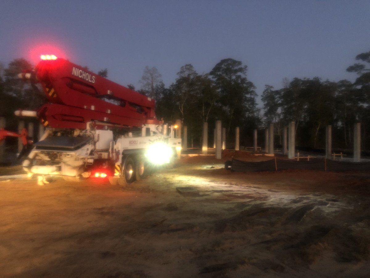 Rise and shine!!!  Might as well knock out two slabs today. One at Fort Conde for the 2nd level EcoSpan deck and the other is the ground slab for the residence in Lillian overlooking Perdido Bay!!  #ICFConstruction. #StickBuiltisForSissies.