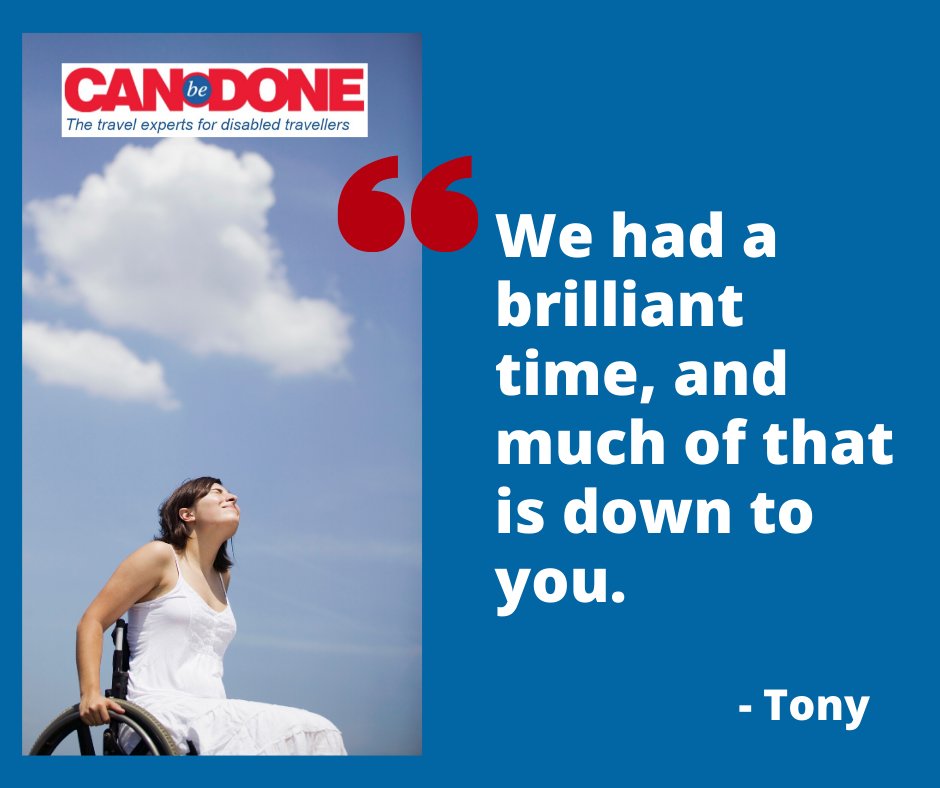 Our #AccessibleHolidays never fail to get fantasic reviews like this one! #GetInTouch to leave yours or take a look at our website to plan your first #CanBeDone holiday. 

canbedone.co.uk