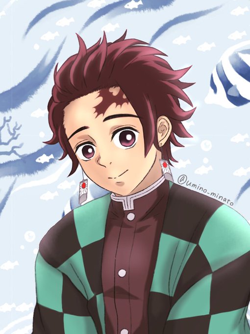 うみのみなとさんがTwitterに投稿した竈門炭治郎(鬼滅の刃)のイラスト。