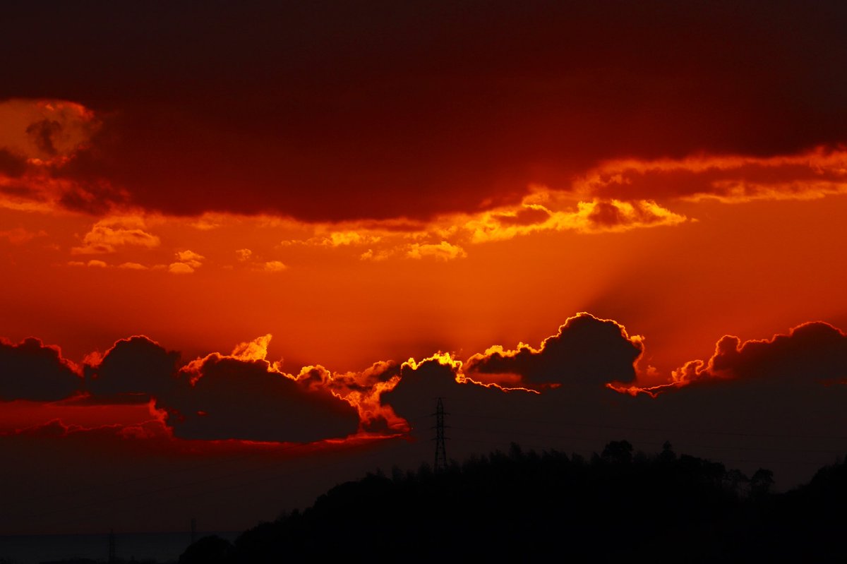 今日の夕日📸
夕日ももちろん綺麗だったけど、沈んだ後の薄明光線が赤くて綺麗だった✨