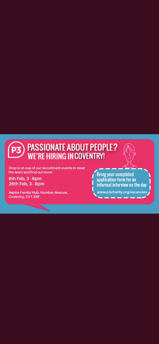 Esther Barrett (@estherbarrett01) on Twitter photo We are recruiting in Coventry! <a href="/p3coventry/">@P3Coventry</a> our service coordinator roles close tomorrow! So be quick with your application! Check out details for our open recruitment days, meet the team and find out more about how we do things, we think weโre pretty awesome! We are recruiting in Coventry! <a href="/p3coventry/">@P3Coventry</a> our service coordinator roles close tomorrow! So be quick with your application! Check out details for our open recruitment days, meet the team and find out more about how we do things, we think weโre pretty awesome!