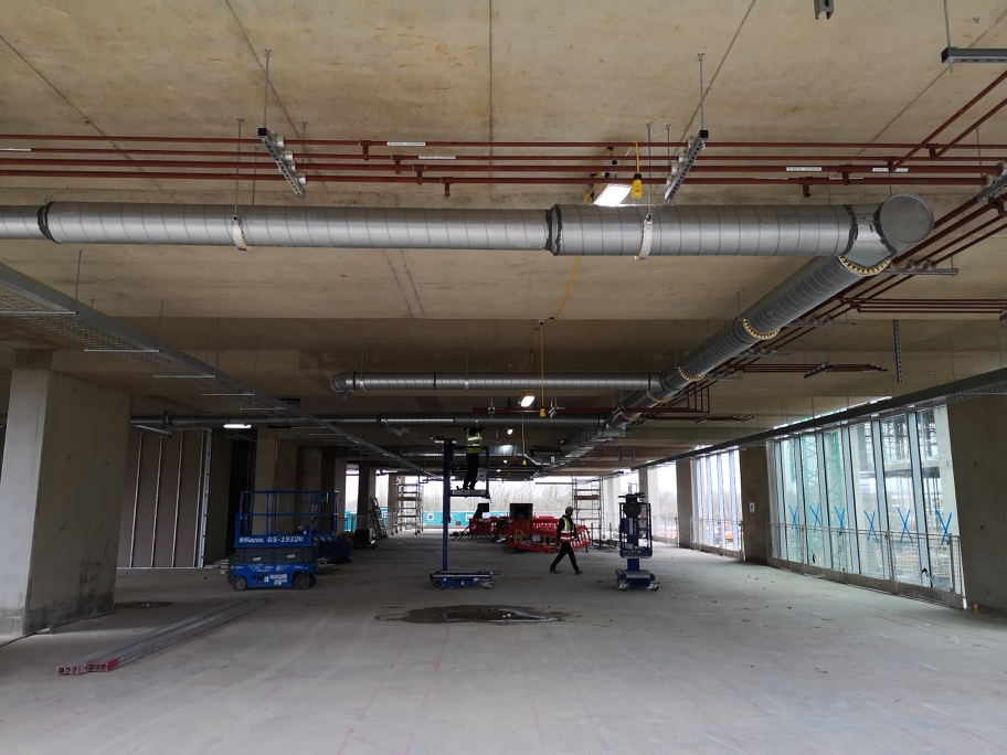 StothersM_E's tweet photo. Progress update. We have started the first fix MEP services on a new office development at 400 Longwater Avenue, Reading.
It is a grade A, high-quality office space delivered to Category A and consists of 2 standalone buildings (North &amp; South) with a linked connection. https://t.co/m05pctgKc2