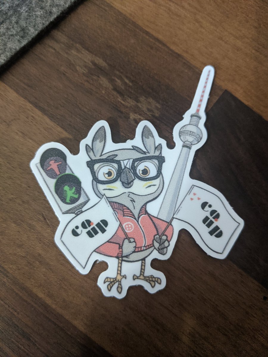 Coup stickers: an owl with two flags in their hand showing the coup logo. 