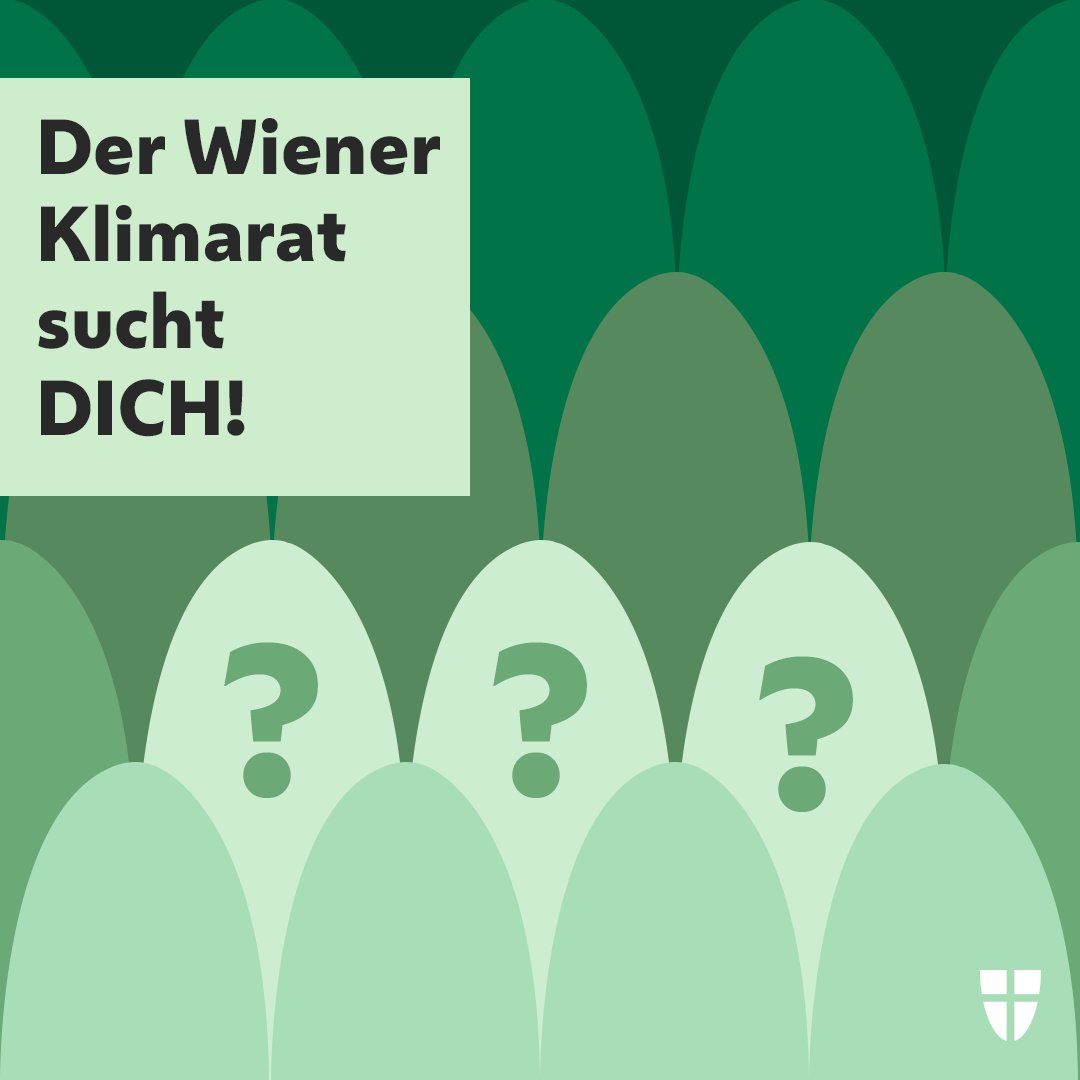 Grüne Grafik mit Aufruf: Der Wiener Klimarat sucht dich!