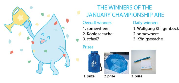 crowd_water's tweet photo. The January #CrowdWaterGame championship has ended!
Congratulations to the winners and thank you for all your efforts! The winners will be notified directly by us. The next championship will start on February 1. https://t.co/fk5I8g1XzK
#citsci #citizensciencegames #hydrology https://t.co/GuAihGXsWw