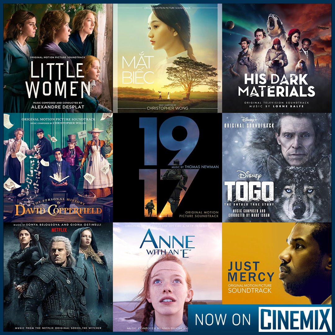 cinemix's tweet photo. NEW #soundtracks @cinemix : #TheWitcher - #1917 by #ThomasNewman - #LittleWomen by #AlexandreDesplat - #ThePersonalHistoryofDavidCopperfield by #ChristopherWillis - #Togo - #HisDarkMaterials by #LorneBalfe - #AnneWithAnE - #JustMercy - #NaokiSato - Mắt Biếc... https://t.co/sonHHRQuWz