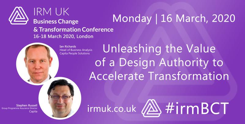 We are pleased to say that Capita’s Ian Richards and Stephen Russell will be participating at this year’s Business Change &amp; Transformation Conference Europe, 16-18 March 2020 in London. Find out more lnkd.in/d68rKv3