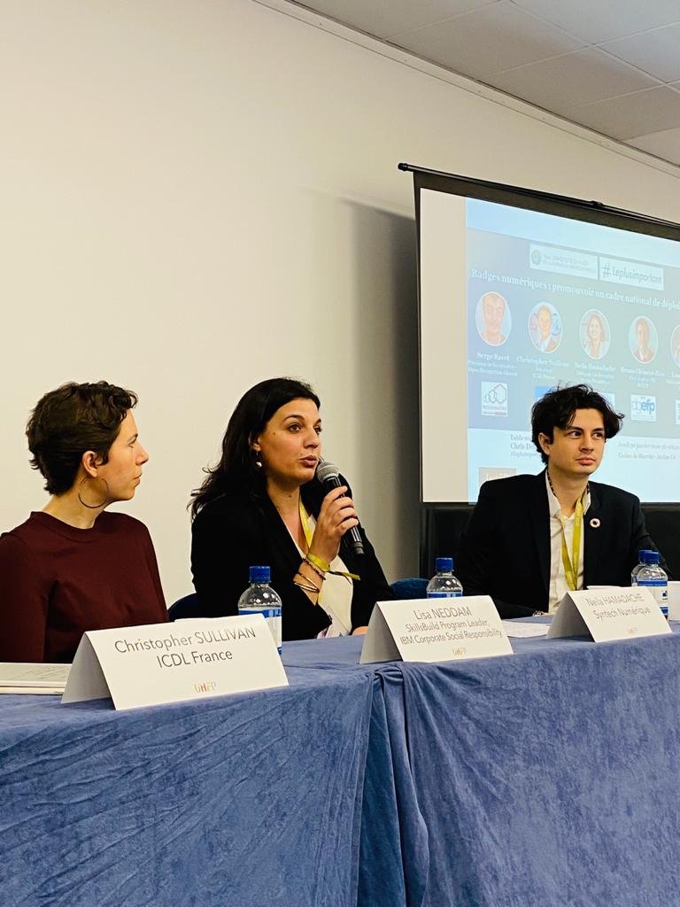 Leplusimp's tweet photo. .Neila Hamadache : "Le @syntecnumerique va accompagner et aider les entreprises, notamment les petites, à déployer les #badgesnumeriques"  #UHFP2020 #techforskills #openbadges #techinclusive https://t.co/JkGZJ6QrPL