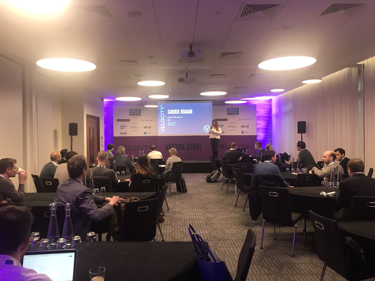 Your chair for the day ‘what does that mean?’ On the #vectorstage the incredibly smart and brilliantly passionate <a href="/carrie_loves_/">Carrie Osman</a> 

Remember throughout the day you can ask questions on our #networking #app @Slidoapp 

#interactive #questions #velocitysq