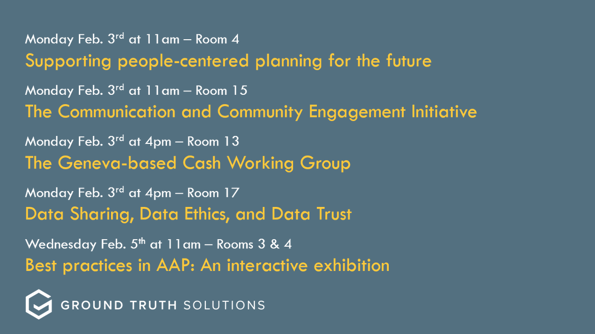 GroundTruthSol's tweet photo. Come find us at the Humanitarian Networks and Partnerships Week in Geneva! We’ll be presenting at the following sessions: https://t.co/GlTFDyoe9l