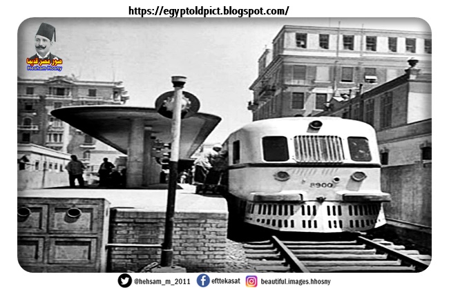 قطار حلوان بالقاهره - محطة باب اللوق اربعينات القرن الماضي
