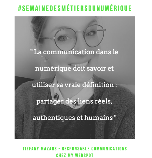 MyWebspotFR's tweet photo. #SemaineNumérique

1 jour, 1 métier du digital chez My Webspot !

Aujourd'hui, c'est Tiffany, responsable communications qui vous propose de la rencontrer : https://t.co/R9PqnP9L6l https://t.co/JhSMfZY3Ag