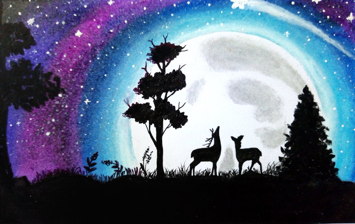 wallpapers Moon Light Scenery Drawing With Oil Pastels moonlight scenery drawing