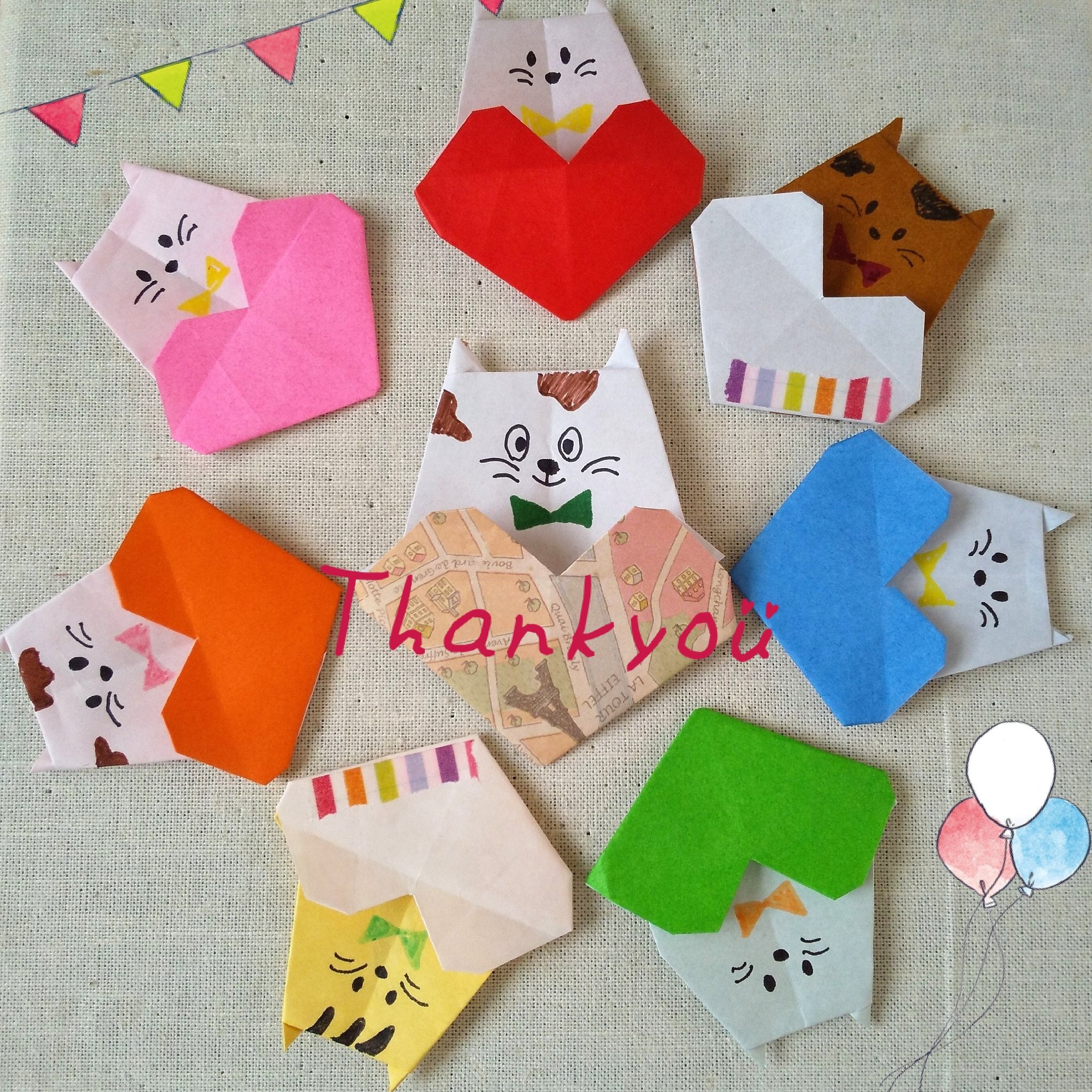 Kuru Kuru Quilling カミキィさんのハート ねこ ポケット 可愛い 楽しい 今日は久しぶりにいい天気 早速 写真を撮ってみた 折り紙は楽しい やっぱり晴れるとキレイに撮れる クイリング カミキィさんの季節の折り紙 ハートねこ