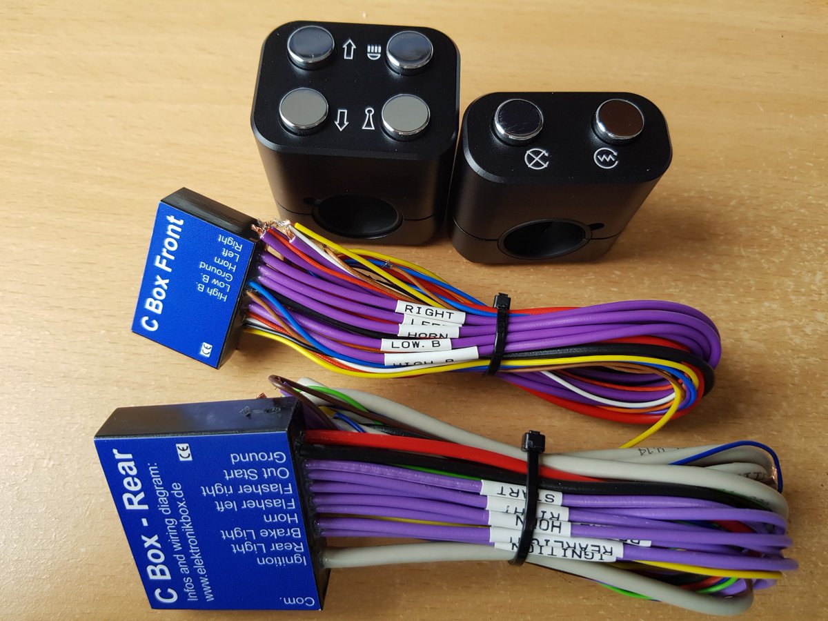 Our C-Box and switches kit made from billet machined Aluminium Alloy, anodised black with laser engraved symbols and silver buttons, are the business. 
If you're looking for a #Digital wiring system for a #custom build or to replace the loom (mostly anyway), look no further !