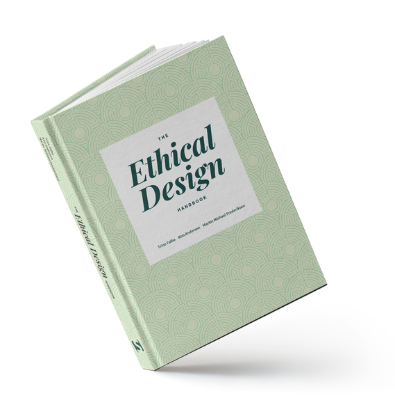 Ethical Design, the hardcover, with a green repeated pattern in the background.