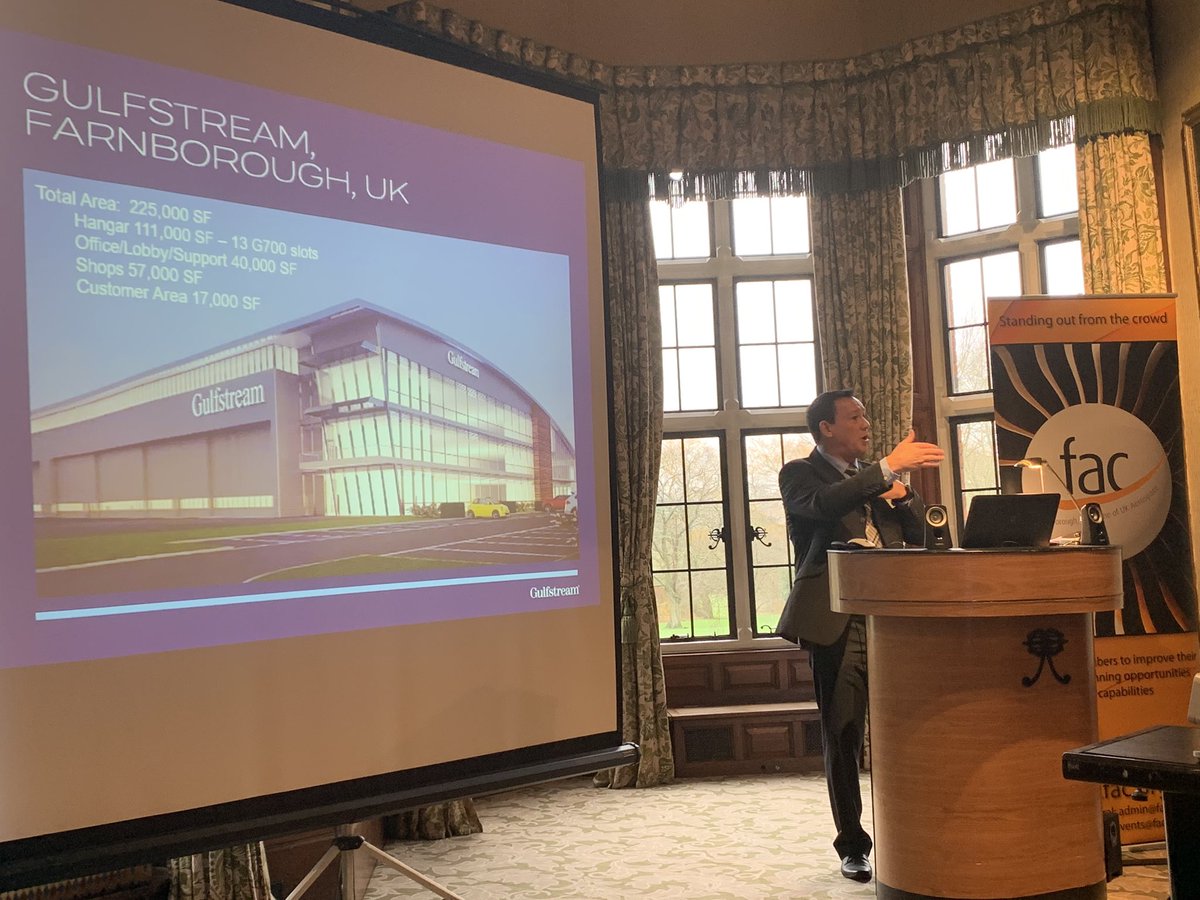 Here’s an artist’s impression of Gulfstream’s new facility at Farnborough. They built three of these in the US recently... #aerospace #FACconference