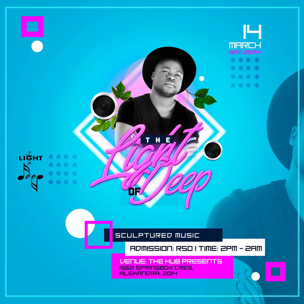 TheLIGHTOFDEEP1's tweet photo. We introduce to you @sculpturedmusik who will brace us with his melodic set on the 14th March 2020! 

If you’re ready to mingle with us over chilled vibes and good music, don’t  hesitate to buy your ticket for only R50!

#musiccurator #thelightofdeep #music #deephouselovers https://t.co/jR6ySFlxE4
