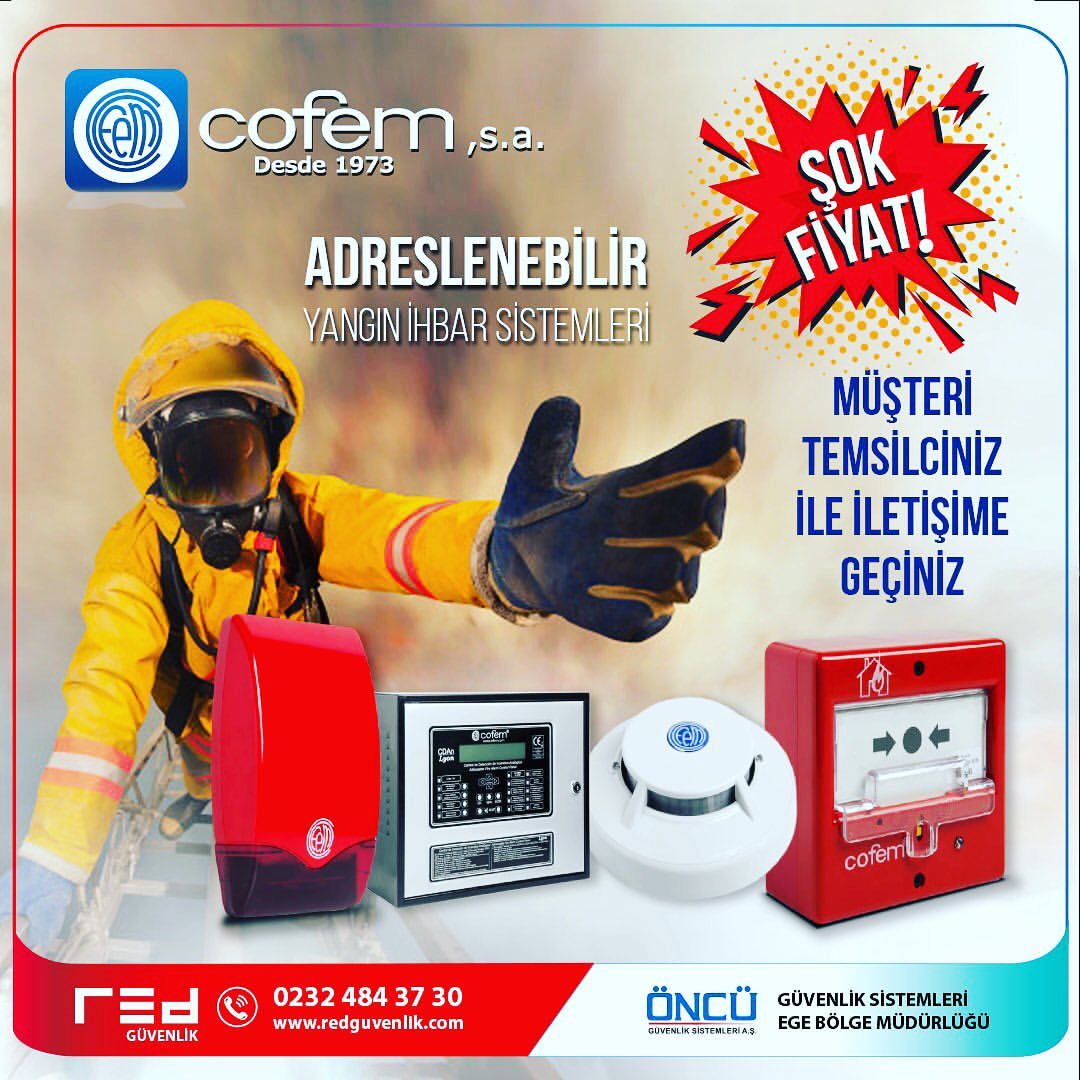 Yangın Algılama, Yangın Söndürme ve Yangından Korunum Ekipmanları Konusunda, Dünya'nın En Eski Üreticilerinden 47 Yıllık Tecrübeye Sahip, Cofem Ürünleri Hakkında Detaylı Bilgi İçin Satış Temsilciniz İle İletişime Geçebilirsiniz #yangınalgılamasistemleri #yangınsöndürmesistemleri