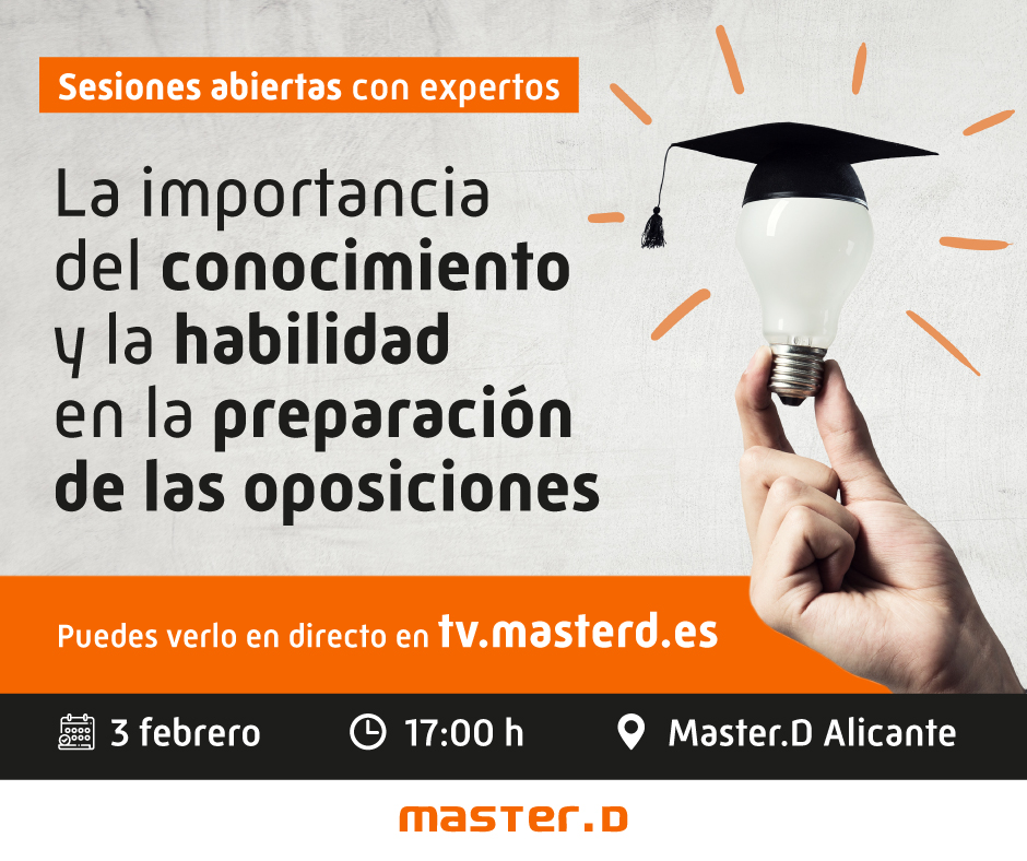 MasterDGrupo's tweet photo. JORNADA “La importancia del conocimiento y la habilidad en la preparación de las #oposiciones”, 
📌Evento en directo.
🗣 Se podrán realizar consultas en el momento.
📺 https://t.co/1fCJH1m4Nc #masterd #formación #educación4.0 https://t.co/TL6rJdc2XE