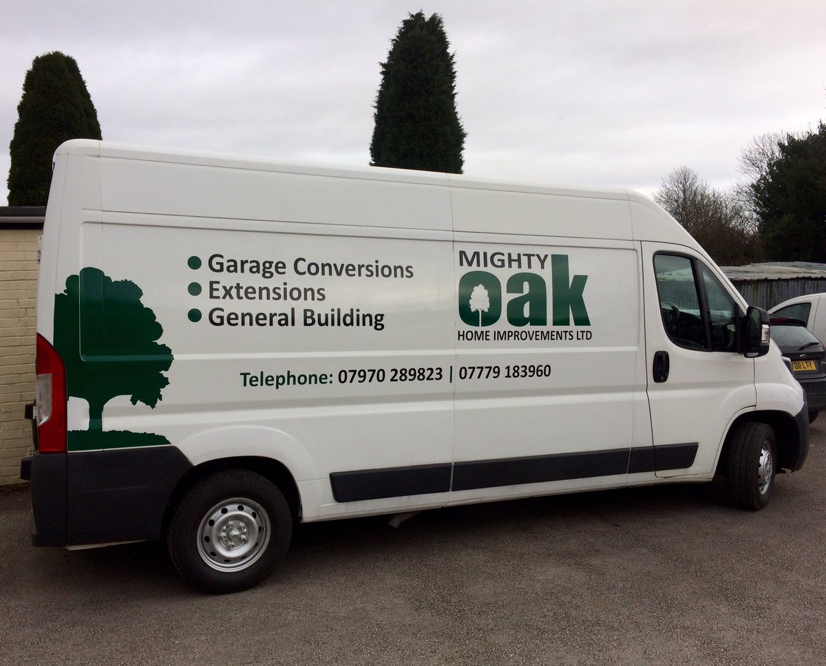 ipd_signs's tweet photo. Van graphics for 'Mighty Oak Home Improvements' 🏡 #design #print #display #peugeot #boxer #home #homeimprovement https://t.co/sp8NowXsdV