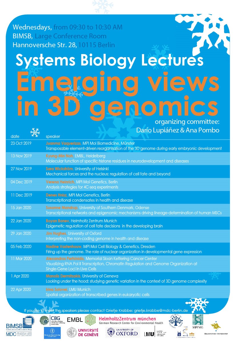 Thank you @jrmmhughes for the great lecture and for inspring @BIMSB_MDC students! Updated list of upcoming lectures on '3D genomics' hosted by @apombo1 and @Dariloops attached.