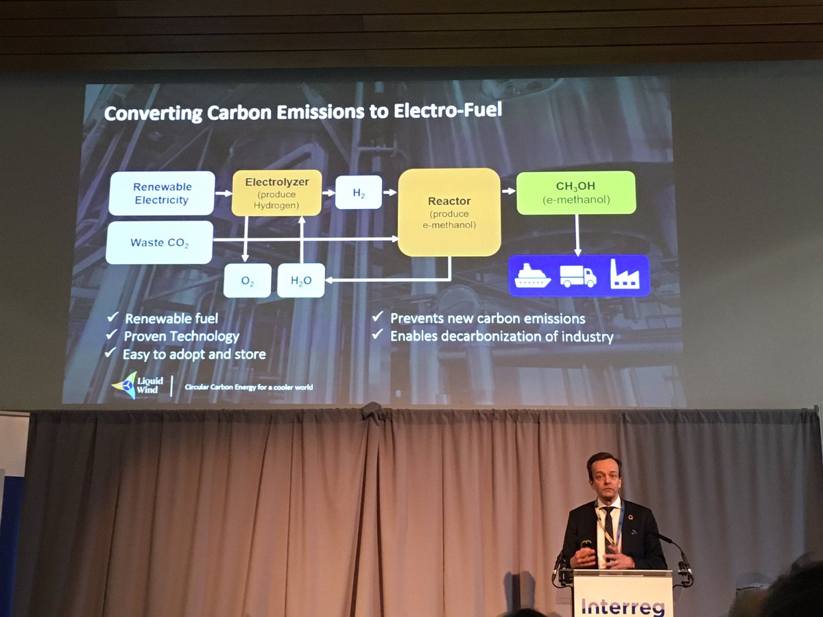 PClark_KTN's tweet photo. Exciting to hear about @wind_liquid making #methanol from #CO2. Key to all this low cost zero carbon electricity says CEO Claes Fredriksson @KTNUK_Chemistry #useco2 https://t.co/axzauQPZY4