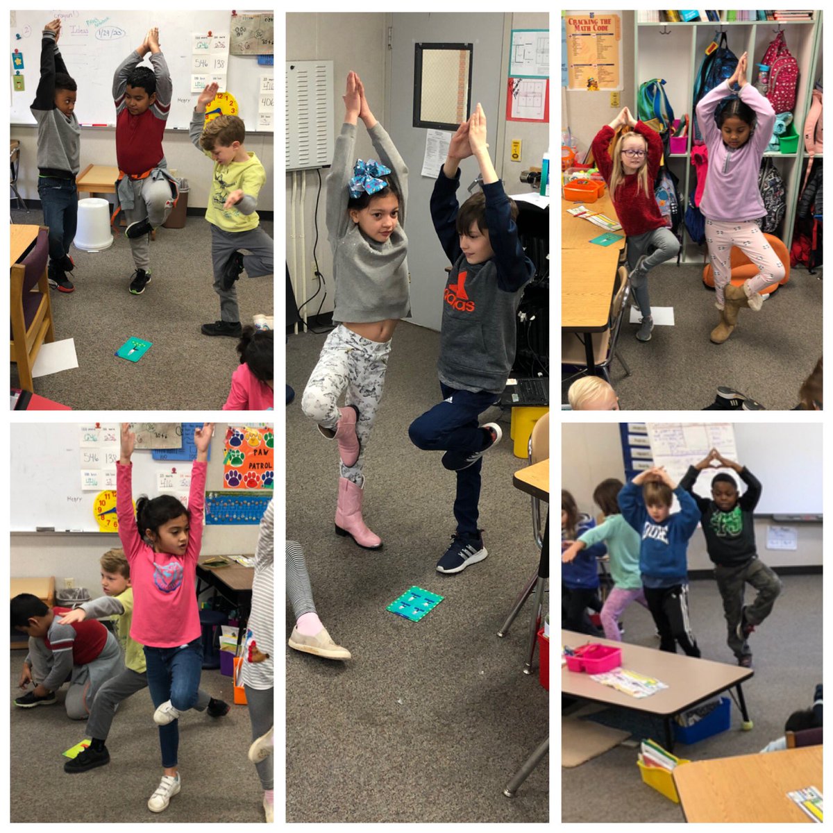 Buchan2ndGrade's tweet photo. @BrassfieldElem Gr 2/Tr 4 Ss took a #movementbreak mid-EL @ELeducation to explore our Guiding Q “How do plants grow & survive?” through #treepose & #SeedtoTree game ! #RootToRise #Growyourbranches to the ☀️#focus #balance We used #perseverance to stay in the pose! @PosProject https://t.co/e9ffDAt9hp