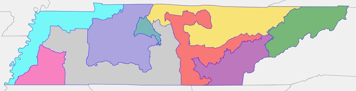 TN shifted mostly expectedly. D vote increased in Nashville-Murfreesboro  #TN05; and collapsed in the  #TN03 ‘lobster.’ But the Memphis-districts diverged: northwest Memphis-Clarksville  #TN08 went D+6 to D+2; southwest Memphis-Jackson  #TN09 vice versa. 11/27  https://davesredistricting.org/join/401f996b-68b7-4d84-a3f3-aafd40ae8aa8