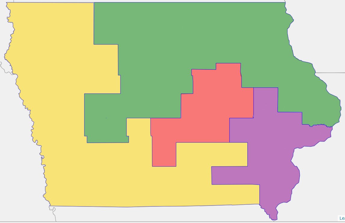 The Midwest and Northeast are even more intriguing. IA is a good example, holding up as well as could be expected.  #IA04 is an effective vote sink. This enabled  #IA02 and  #IA03 to stay Dem, though  #IA01 cratered. 2 lean-D are better than 3-lean R. 14/27  https://davesredistricting.org/join/6f0f9df8-3486-490e-8c2a-bbb58f98628c