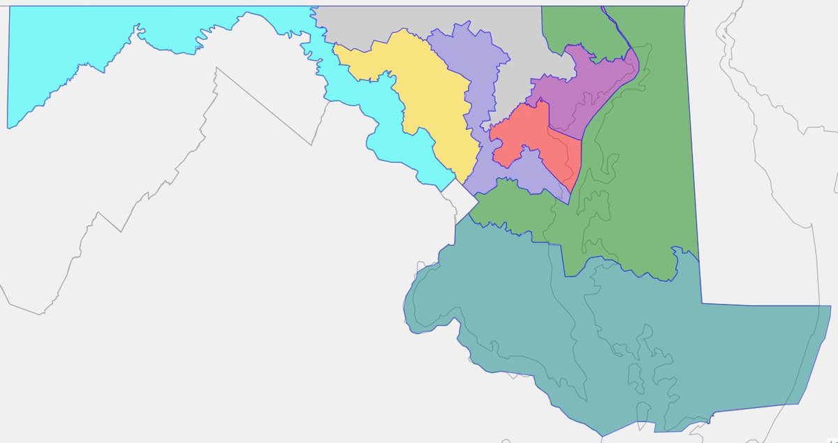 Fascinating House-primaries experiment: trade MD’s majority-minority districts for max partisan gain. And yet: more Ds would offer better policy; and dividing black pop by 2016 vote share shows 5 black-majority Dem primaries and 1 black-plurality. 25/27  https://davesredistricting.org/join/4466a699-07dc-4cad-88da-2f32077eabca