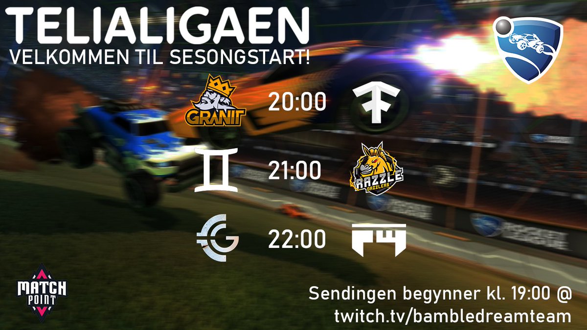 I kveld er det endelig duket for FØRSTE runde av vårsesongen i @telialigaen_ Rocket League sesong 7! Sendingen starter kl 19:00 da blir det OverTime hvor vi deler noen virkelig gode nyheter! Gled dere til 3 utrolig spennende oppgjør fra kl. 20:00 på twitch.tv/bambledreamteam