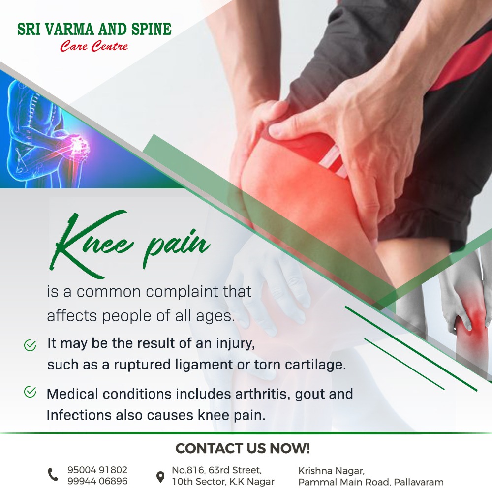 SriSpine's tweet photo. Knee pain is a common complaint that affects people of all ages. 
Get treated for Knee Pain @SriSpine 

#backpain #neckpain #headache #migraine #spinaldislocation #spondylosis #arthritis #shoulderpain #handpain #hippain #neurologicaldisorder #tailbonepain #varicos https://t.co/upJOTOoCJ9