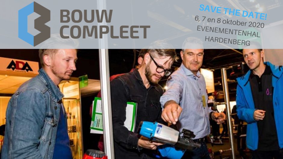 We zijn alweer volop bezig met de voorbereidingen voor de editie van 2020. Van 6 t/m 8 oktober 2020 wordt Evenementenhal Hardenberg dé plek voor bouwend Nederland!

Ook deelnemen 👉 …mpleet-hardenberg-nl.easyfairs.events/boek-een-stand/ #BouwCompleet #SaveTheDate