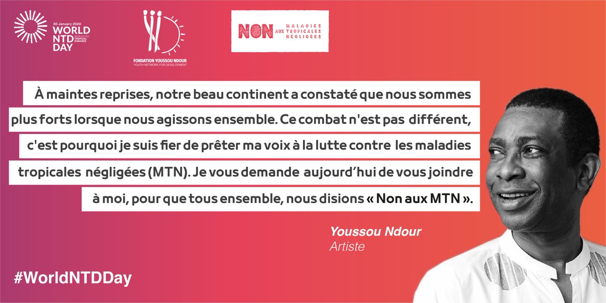 Chaque voix compte dans la lutte contre les maladies tropicales négligées (MTN), en cette journée de lutte contre les MTN, @YoussouNdourSN joint sa voix au mouvement 'Non aux maladies tropicales négligées'.
Comme lui, déclarez #NonauxMTN !
#NotoNTDs
#WorldNTDDay
@RLMglobalhealth