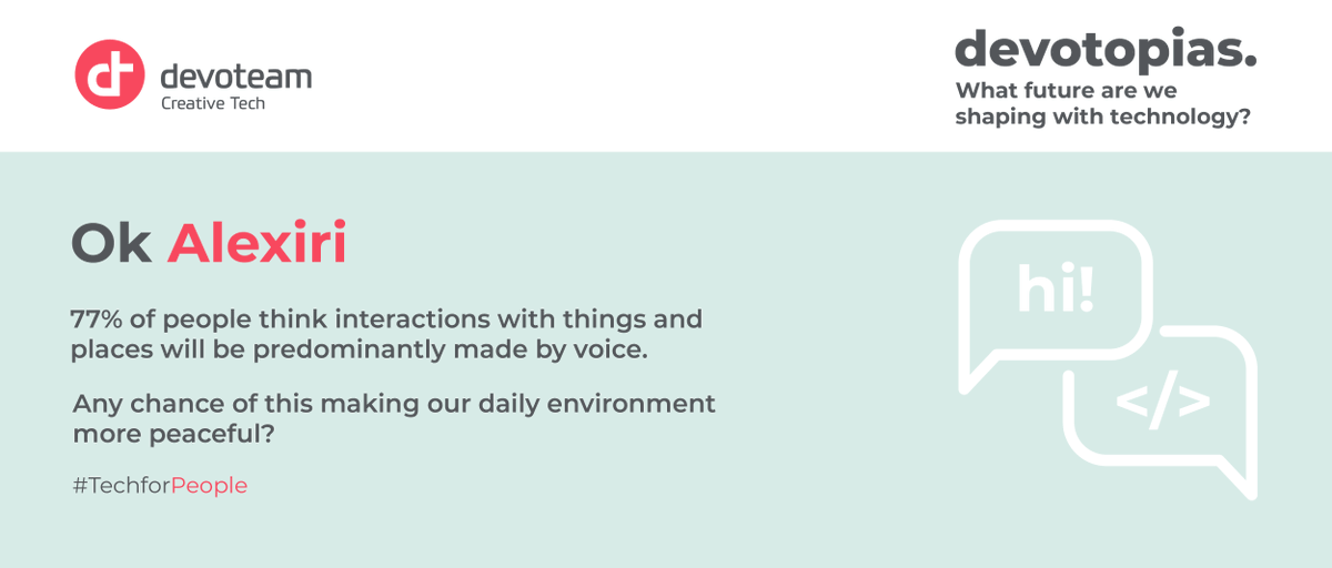 Devoteam's tweet photo. [#Devotopias ]
We all know that getting people to do something rather than doing it ourselves saves us time so that we can do something else. However, are we going to let ourselves be controlled by these daily assistants? Read more ➡️ https://t.co/VMbSXnLTeO
#TechforPeople https://t.co/ffOYMoc6l4