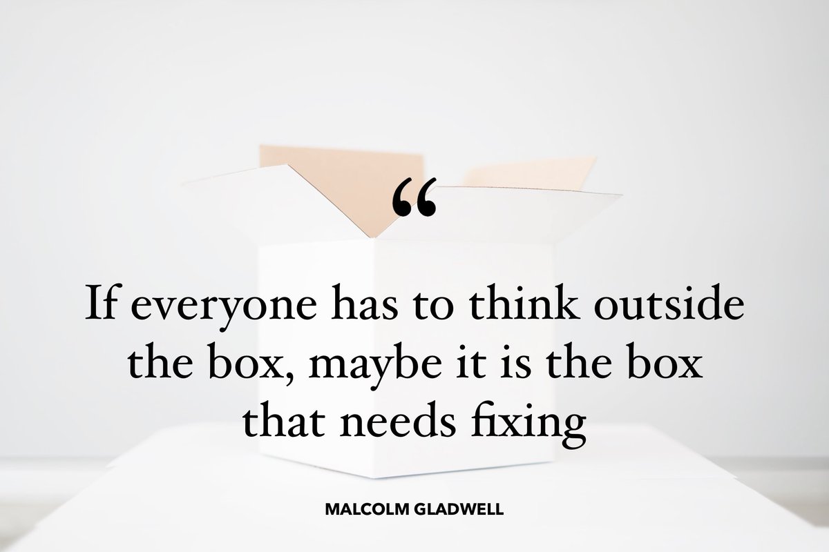 masters_biz's tweet image. “If everyone has to think outside the box, maybe it is the box that needs fixing”

Malcolm Gladwell (@Gladwell) #mastersofbusiness #business #quote #inspiration #success