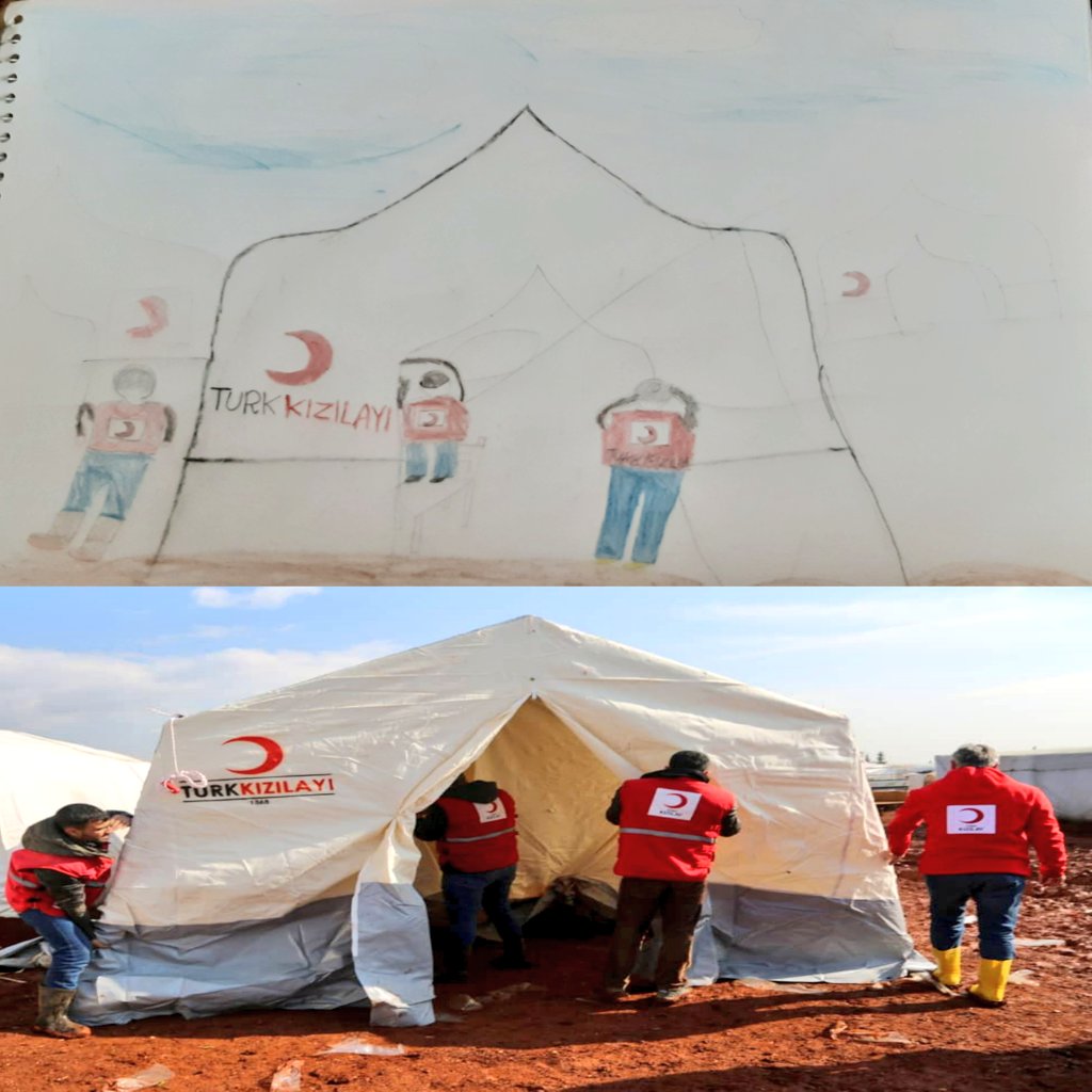 These are my drawings, a gift to @drkerem and to the Turkish Red Crescent Dr. Karim helps many children who live in the camps in Idlib I love his works very much 😊 I hope he helps me too @Kizilay #Syria #idlib