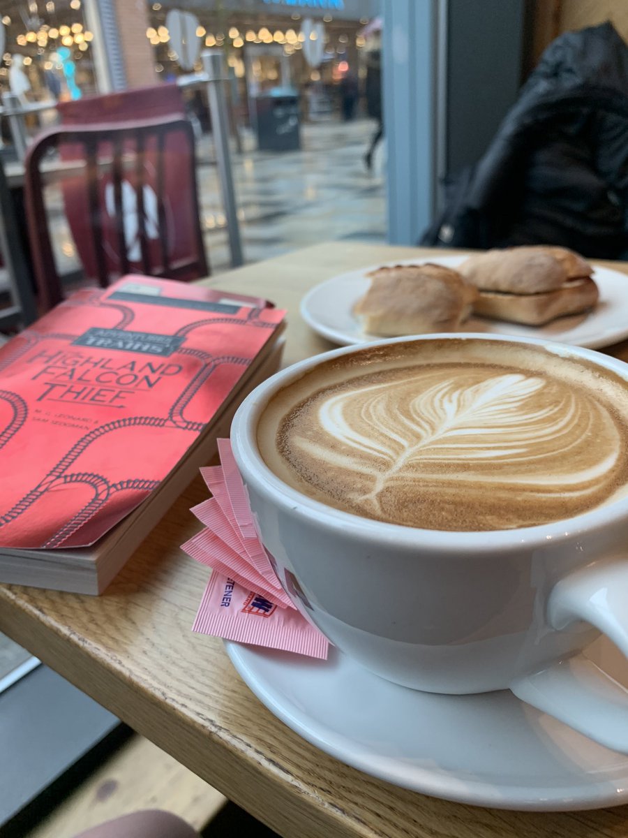 Rainy days are for coffee and beautiful proofs to read ☔️ #flatwhite #thehighlandfalconthief