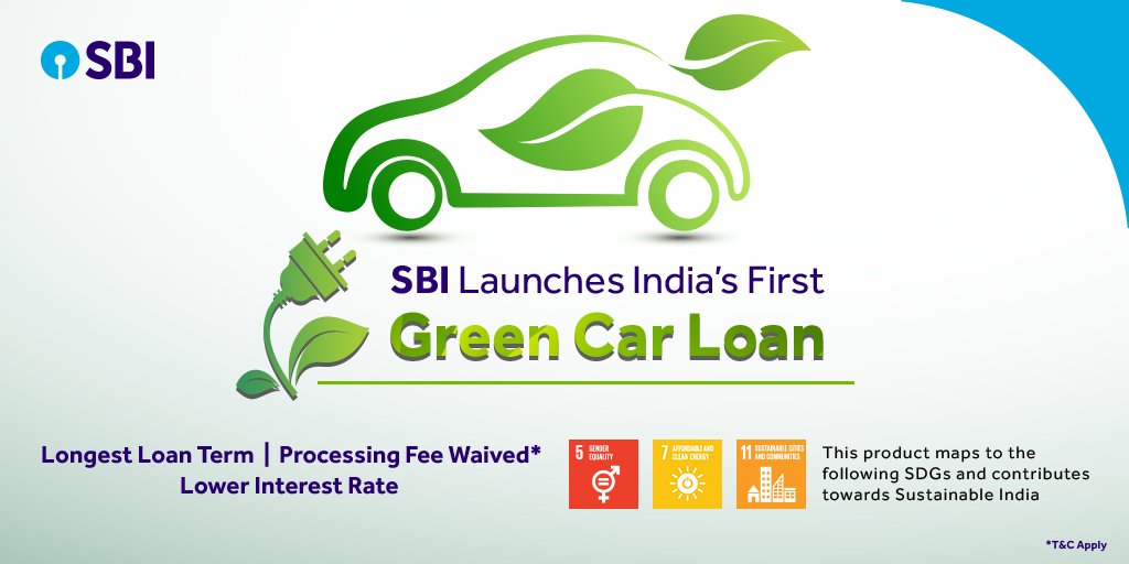 Charging India’s Green Future! SBI is proud to provide India’s first Green Car Loan to encourage people to reduce their carbon footprint and opt for electric vehicles. To know more, visit bit.ly/2L189Fc

#SBI #GreenCarLoan #AutoLoan #ElectricVehicle #Sustainability