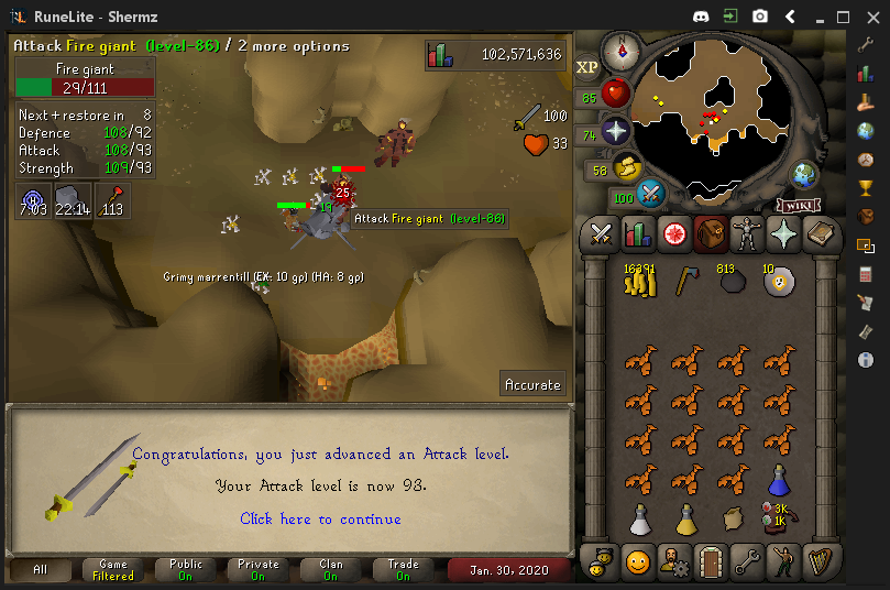 shermzOSRS's tweet image. attack level is now 93 =D