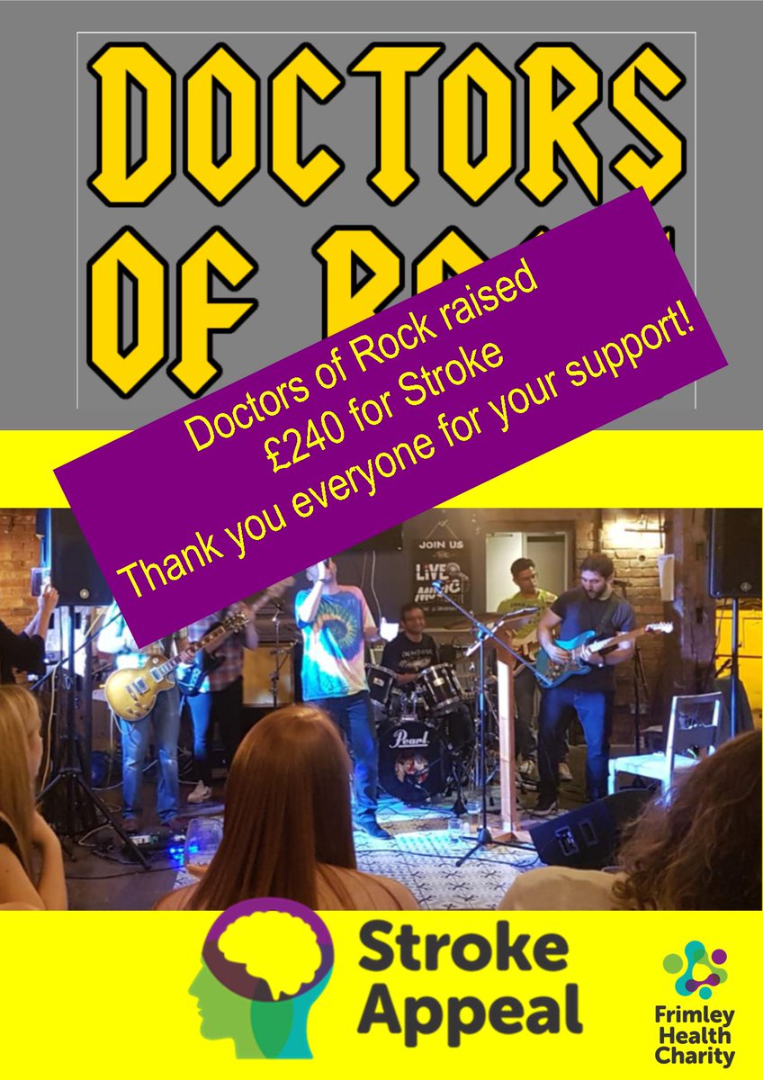 FHealthCharity's tweet photo. #Doctorsofrock raised an amazing £240 last week at Ye Olde White Hart with their bucket collection for our Frimley Park #Stroke Appeal
Thank you so much!
Well done!

#strokeappeal #rockband #whitehart #frimley #livemusic #charity #fundraising #workingtogether https://t.co/8MQVyAwj4c