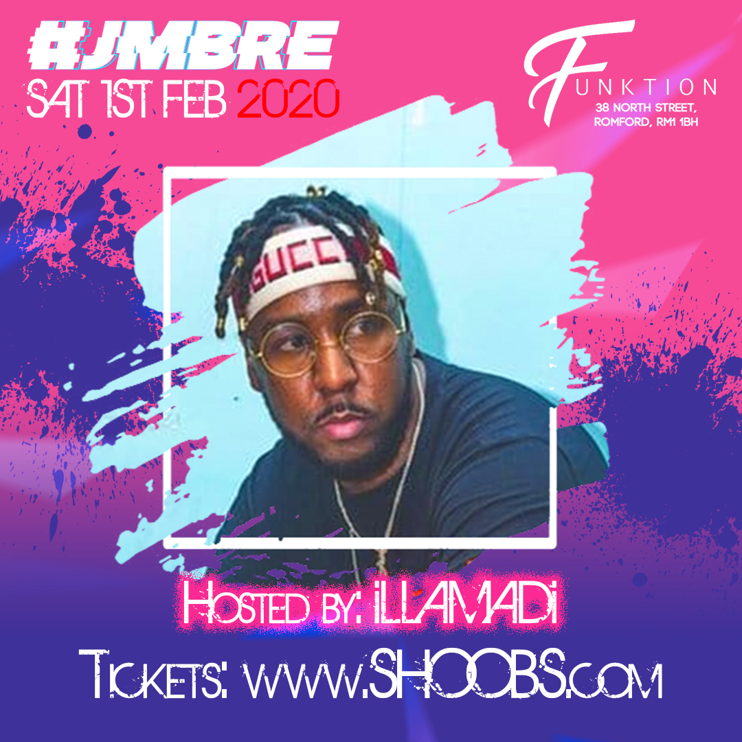 Catch <a href="/iLLAMADi/">iLLAMADi</a> @ #JMBRE on Sat 1st Feb at the all-new Funktion Nightclub in Romford

Birthdays Jan 18th - Feb 14th 𝟭𝟬𝟬% 𝗙𝗥𝗘𝗘 (Must send name and copy of ID to 𝗶𝗻𝗳𝗼@𝘅𝗰𝗹𝗼𝗼𝘀𝗲.𝗰𝗼𝗺)

Info/Tables: Email info@xcloose.com

Tickets: shoobs.com/events/48014/j…

Please RT