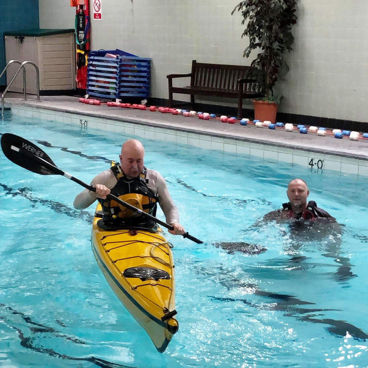 Kayaking in the pool.