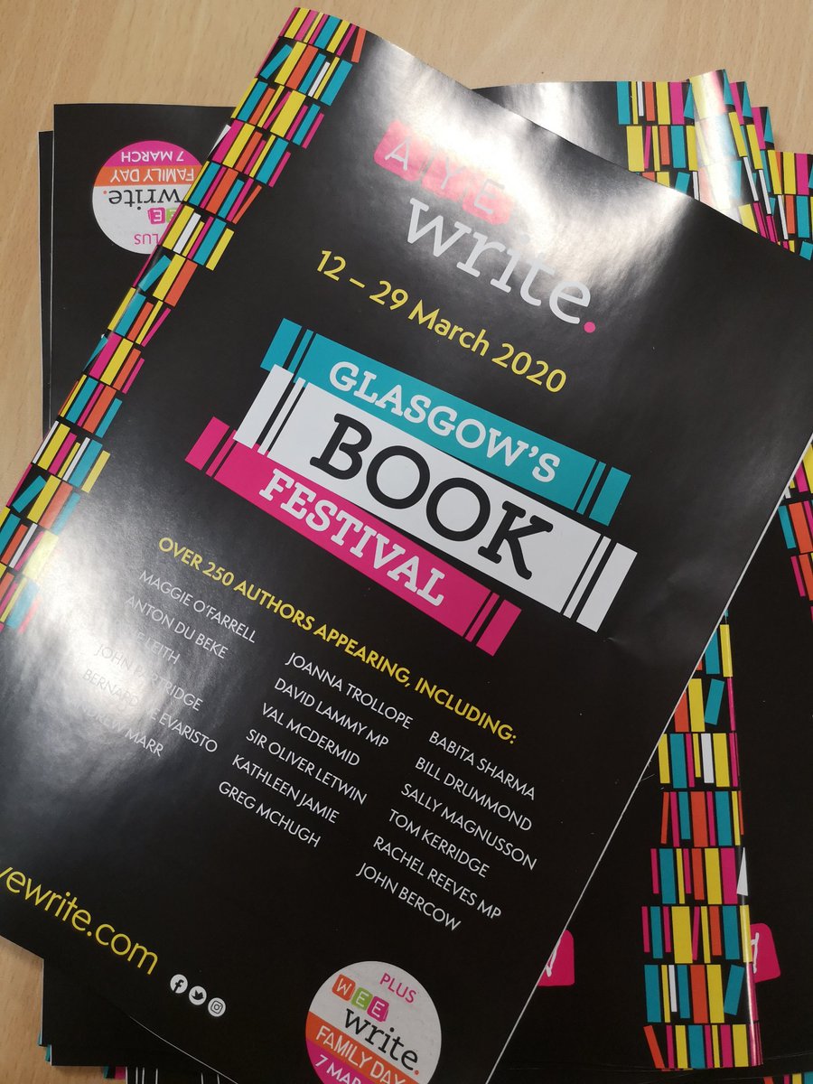 UofGWriting's tweet image. Excited to have two of our #CreativeConversations featured in the @AyeWrite festival. Lots of fascinating events on offer. Check out the website or pick up a brochure @GlasgowLib @glasgowlife @Waterstones @WaterstonesBYR @WStonesArgyleST @WaterstonesGla #AyeWrite @UofGlasgow