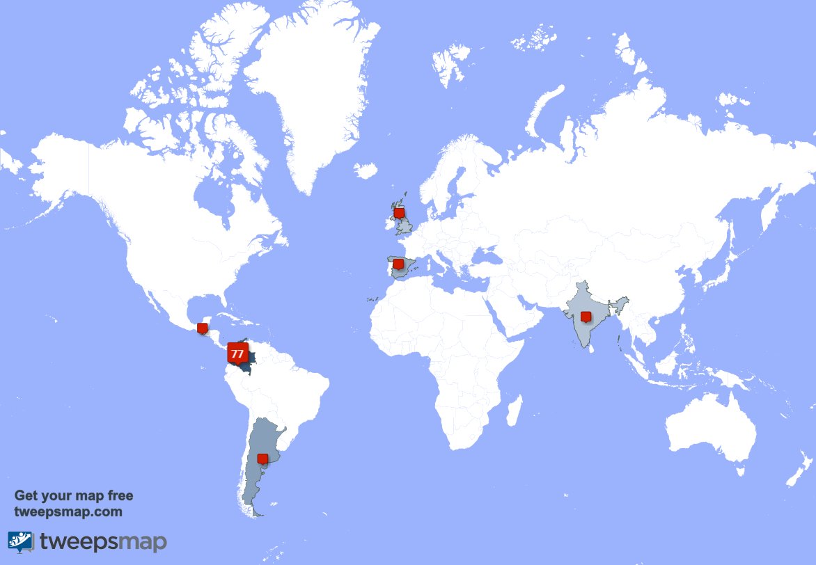 centerforcic's tweet photo. My followers are in Colombia(81%), Argentina(9%)... Get your map too: https://t.co/CihuPkMLMy https://t.co/pGZn6ln7t4