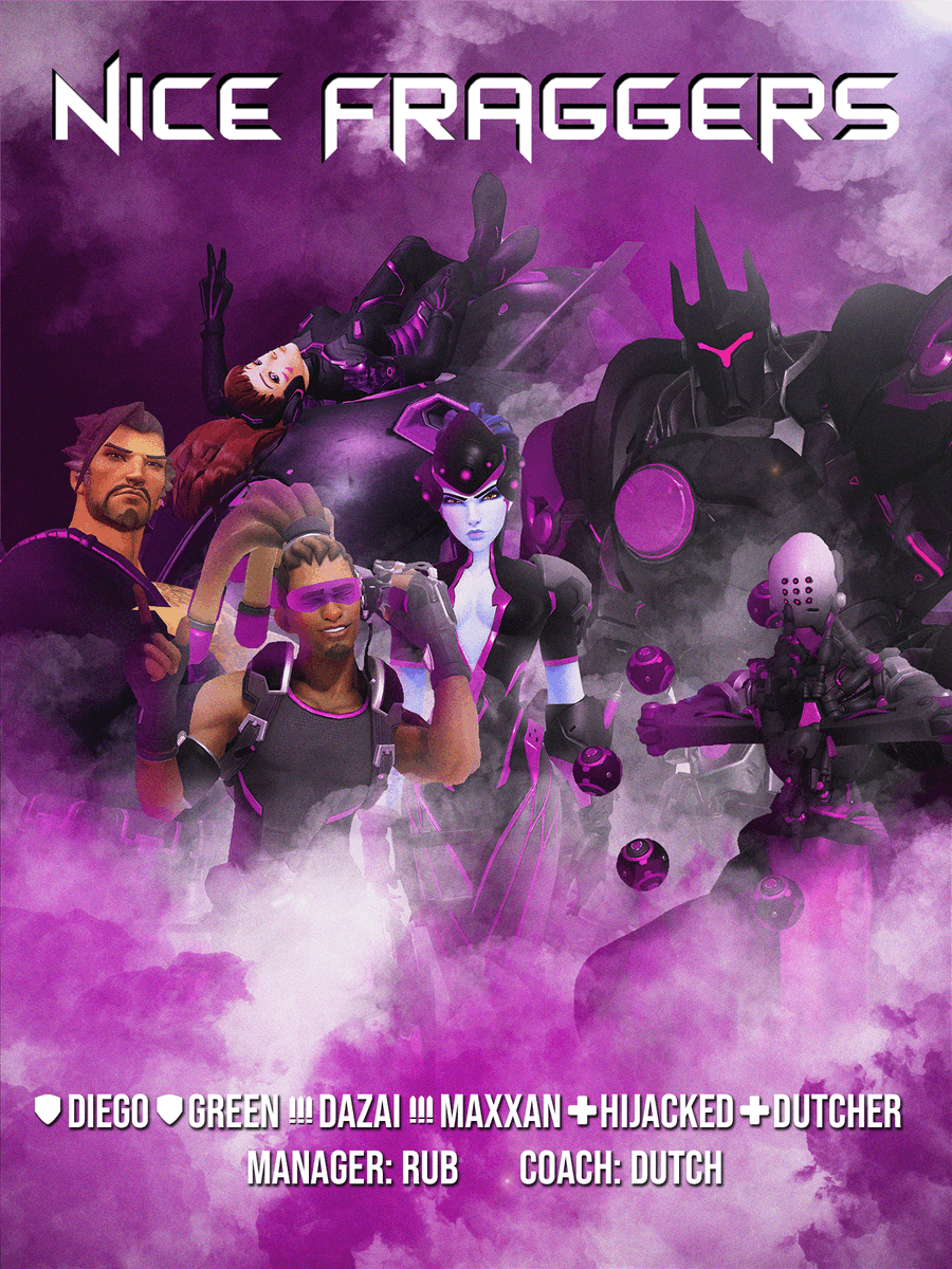 NiceFraggers's tweet photo. We are happy to announce the new Nice Fraggers lineup, ready to dive your backline! 

🛡️🇳🇱 Diego 
🛡️🇮🇪 @detrimenntal 
⚔️🇦🇹 @nfdazai 
⚔️🇸��� @Maxxan_ 
💉🇬🇧 @NFHiJacked 
💉🇳🇱 @dutcher_ow

🧠🇳🇱 Dutch
📝🇦🇹 @gregorSCB 

#FeederLeader 

🎨@nfdazai https://t.co/jqtIp7tb30
