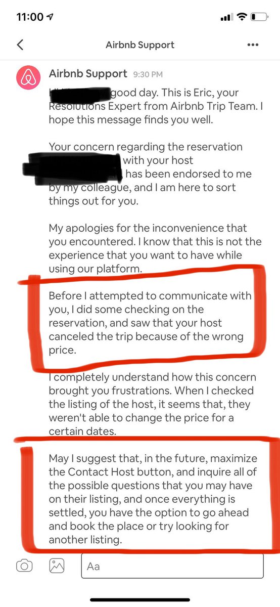 tchase14's tweet photo. My @Airbnb canceled bcz host wanted 2 charge higher rate, 10 days after booking! @AirbnbHelp told me I need to “contact the host in future before booking” I am supposed to inquire about unwarranted cancelations bcz the host wants to make more $? #CustomerExperience is terrible https://t.co/W95VbVImp3