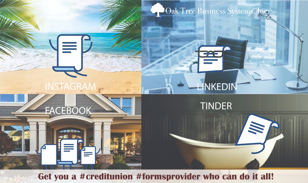 OTBS_CUforms's tweet image. Get you a #creditunion #formsprovider who can do it all!
Oak Tree covers all the bases with #compliance50! Always customized for your CU and consistently updated for #compliance

Browse our #CUSolutions today: ow.ly/nJYz50y8mVn

#dollypartonchallenge  #compliantsolutions